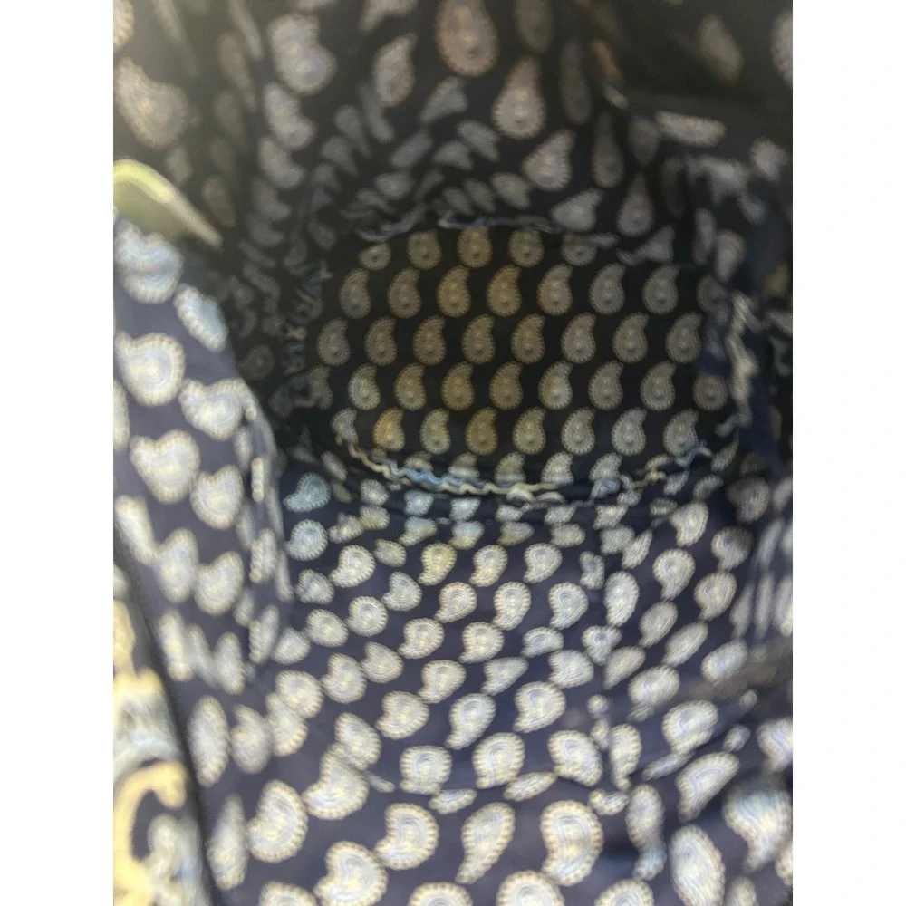 Vera Bradley Blue Bayou Paisley Quilted Cotton Shoulder Bag Tote Navy Blue